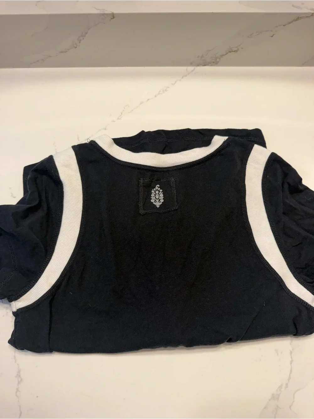 Free People Black and White Short Sleeve Top
